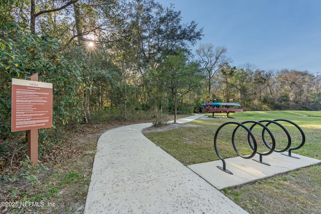 view of community featuring a lawn