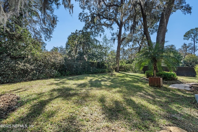 view of yard with a fenced backyard