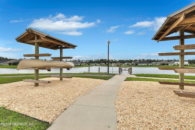 view of property's community with a water view