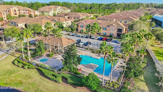 drone / aerial view with a residential view