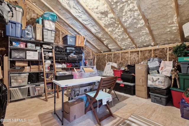 view of unfinished attic