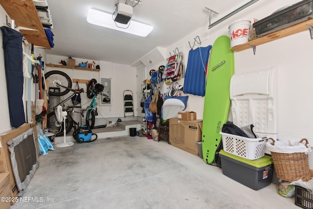 garage with a garage door opener