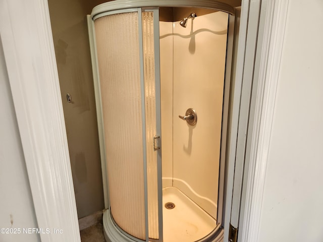 bathroom with a shower stall