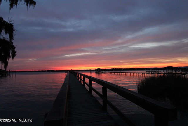 dock area featuring a water view