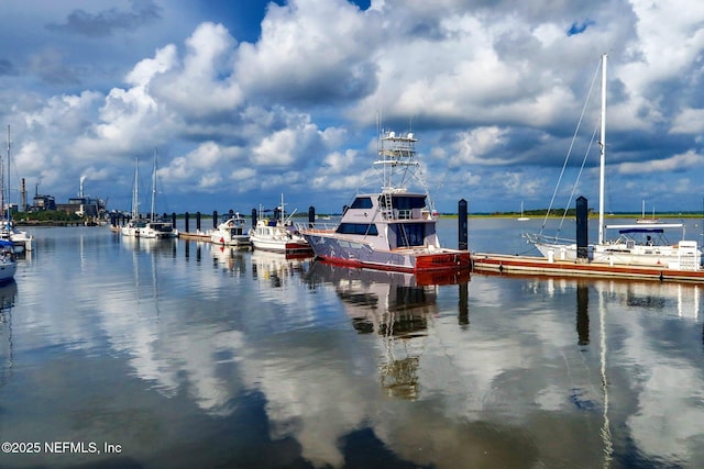 view of dock featuring a water view