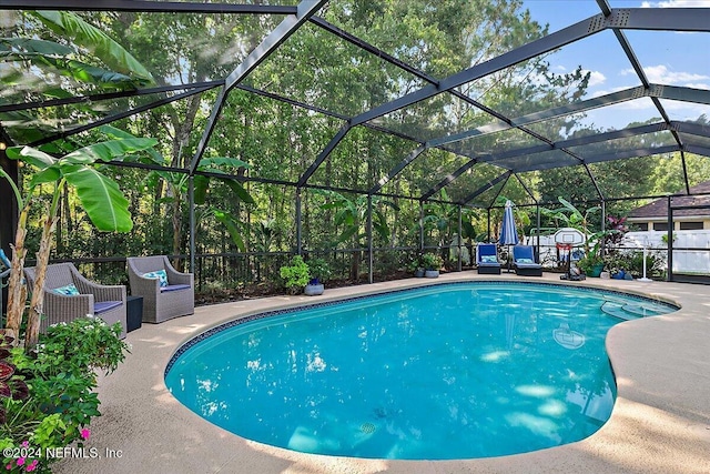 pool featuring a patio and a lanai