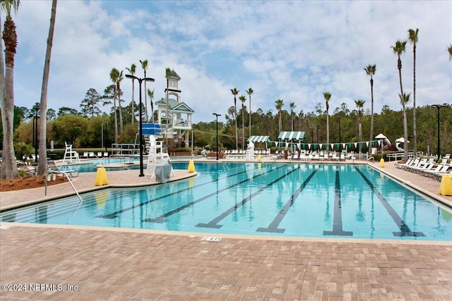 pool featuring a patio area