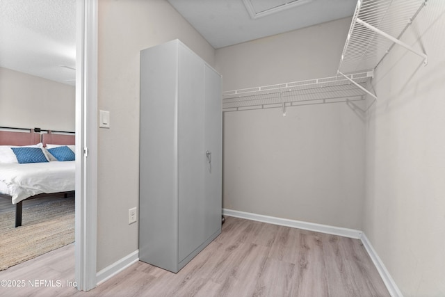 spacious closet featuring light wood-style flooring