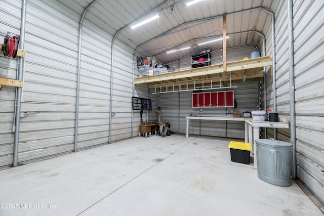 garage featuring metal wall