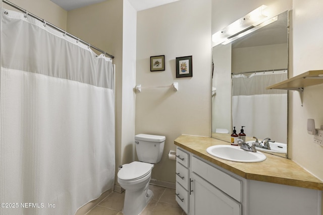 full bathroom featuring vanity, toilet, and tile patterned floors