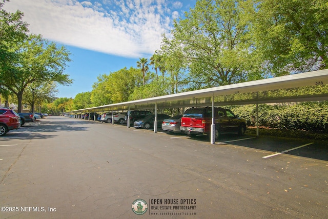 view of covered parking lot