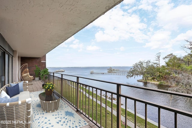 balcony with a water view