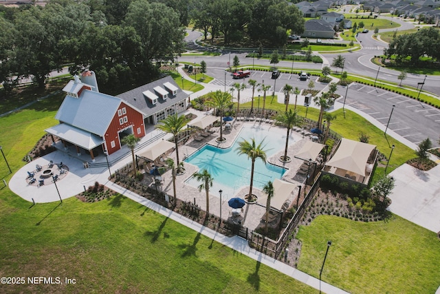 aerial view with a residential view