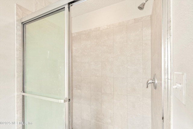 bathroom with a shower stall