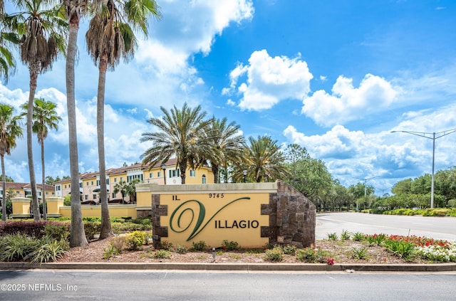 community sign with a residential view