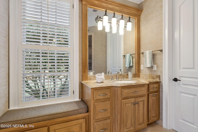 bathroom with vanity and a wealth of natural light