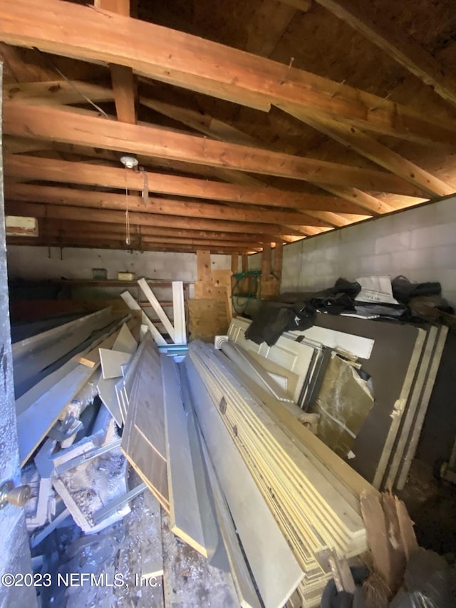 view of unfinished attic