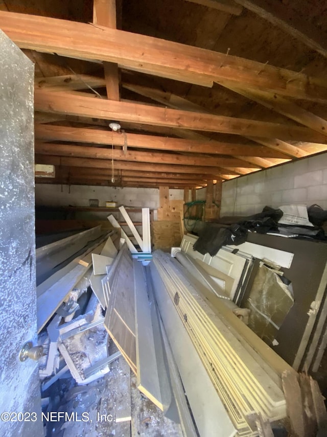 view of unfinished attic