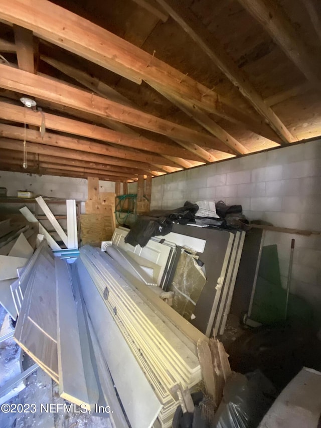 view of unfinished attic