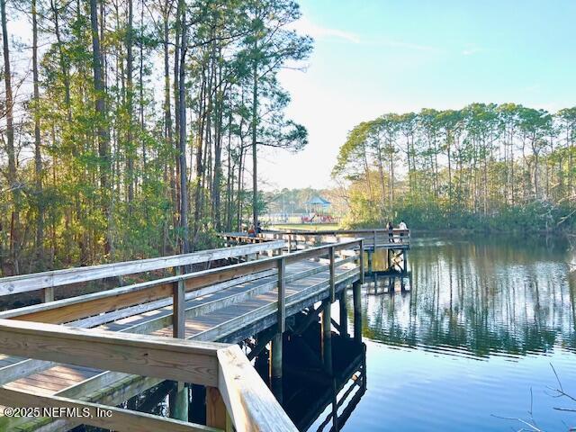 view of dock featuring a water view