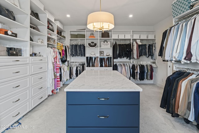 spacious closet with light colored carpet