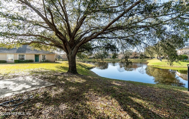 view of yard featuring a water view