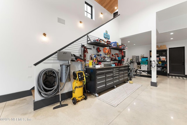 garage with visible vents and recessed lighting