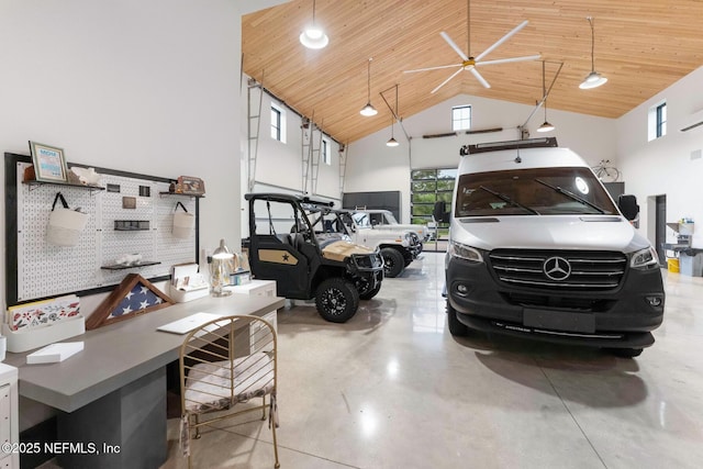 garage featuring wood ceiling