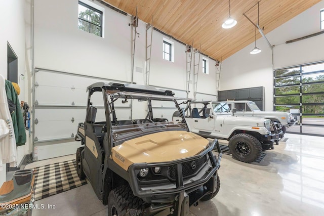 garage with wooden ceiling