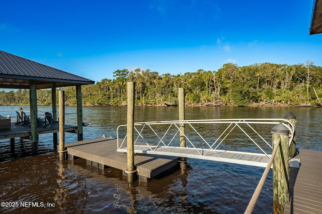 view of dock featuring a water view