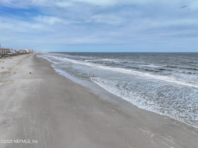 property view of water featuring a view of the beach