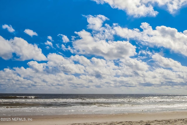 view of water feature featuring a beach view