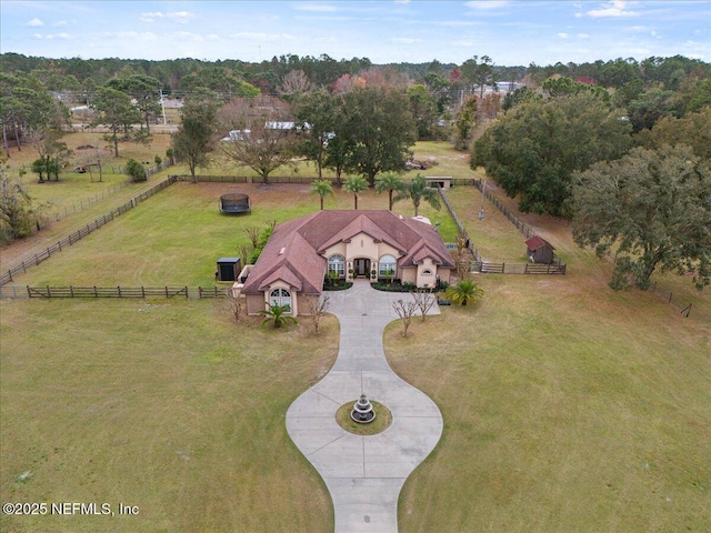 bird's eye view featuring a rural view