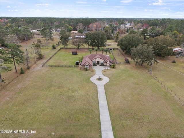 drone / aerial view with a rural view