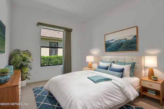 bedroom featuring carpet and baseboards
