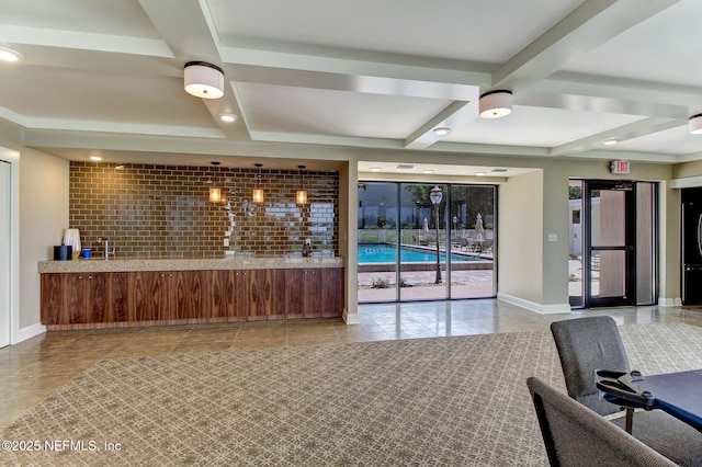 welcome area with indoor wet bar