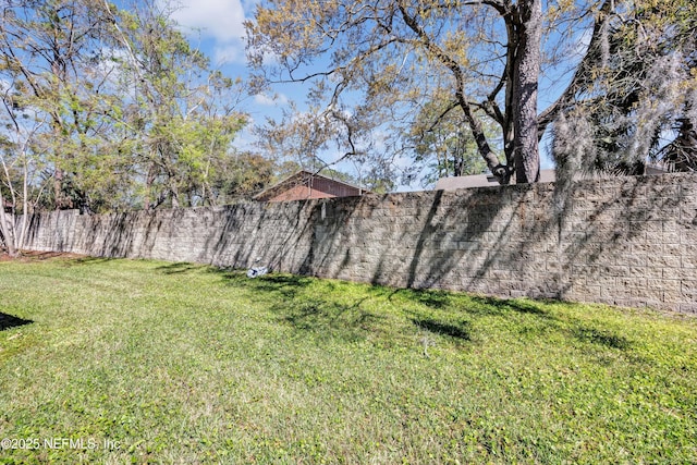 view of yard featuring a fenced backyard