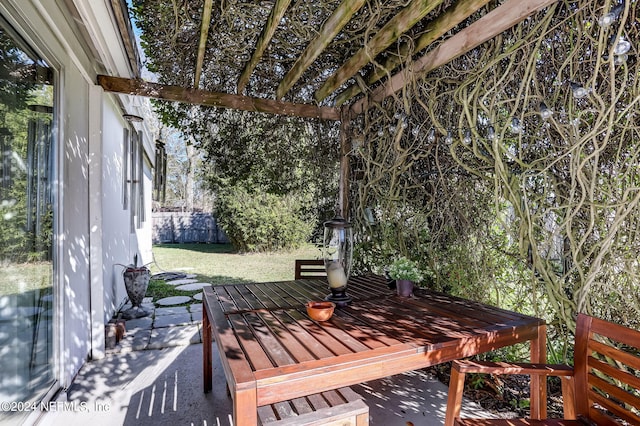 wooden deck with fence and a lawn