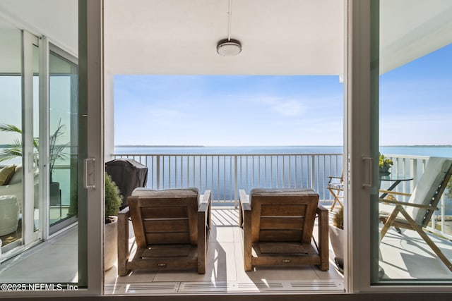 balcony with a water view