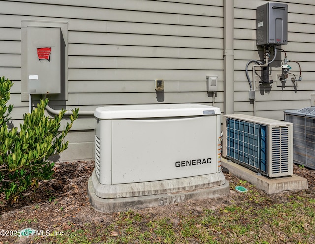 exterior details with a power unit and central air condition unit