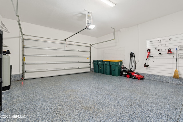 garage with a garage door opener