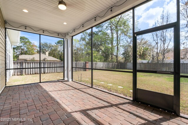 view of unfurnished sunroom