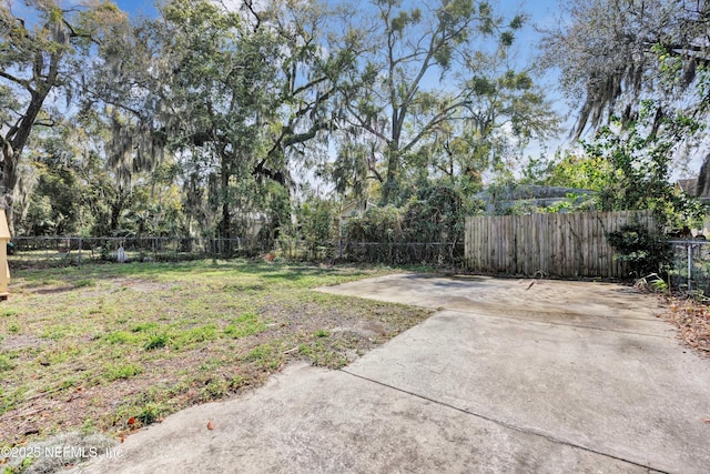 view of yard with a patio area and a fenced backyard