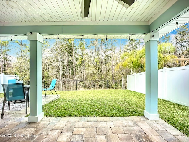 view of patio featuring a fenced backyard