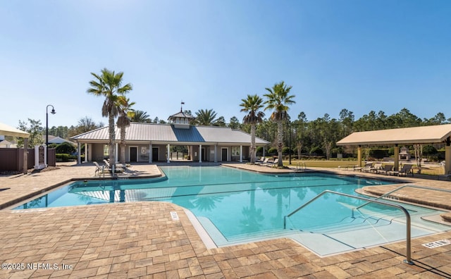 pool with a patio