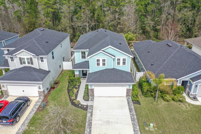 bird's eye view with a residential view