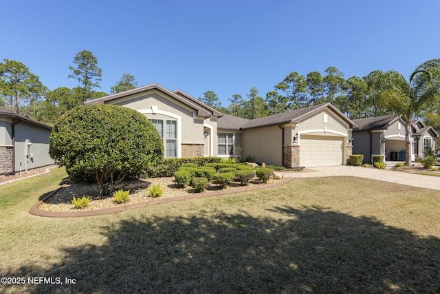 607 Caspia Ln, Ponte Vedra, FL 32081 - view of front of house featuring driveway, stucco siding, a front yard, and a garage