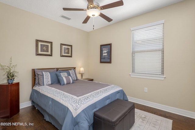 607 Caspia Ln, Ponte Vedra, FL 32081 - bedroom featuring baseboards, visible vents, wood finished floors, and a ceiling fan