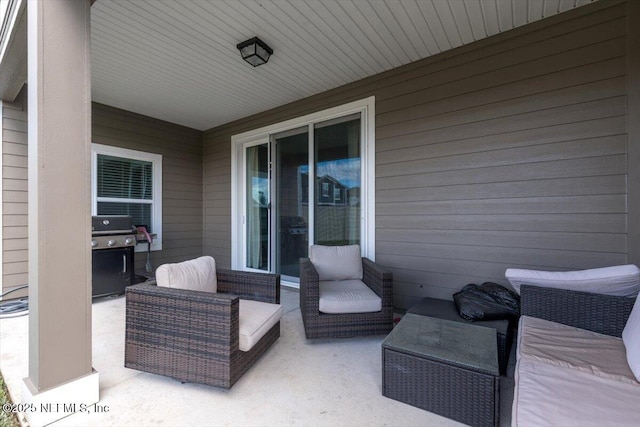 view of patio with a grill