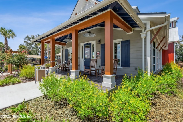 exterior space featuring covered porch